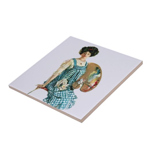 ヴィンテージビクトリアンアーティストレディーペインタパレット タイル (側面)