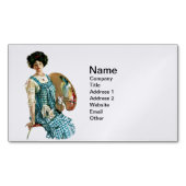 ヴィンテージビクトリアンアーティストレディーペインタパレット マグネット名刺 (正面)