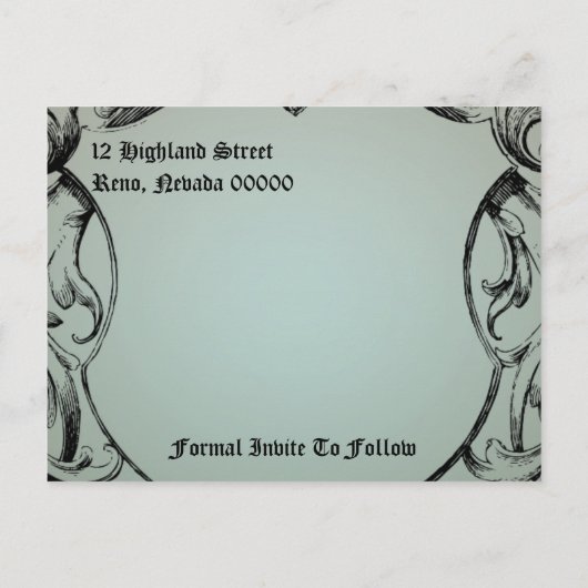 ヴィンテージビクトリアンアートワーク日付の保存 案内ポストカード (裏面)