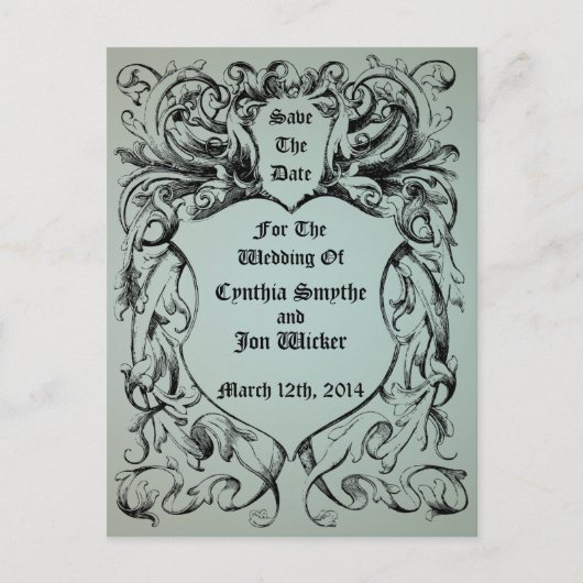 ヴィンテージビクトリアンアートワーク日付の保存 案内ポストカード (正面)