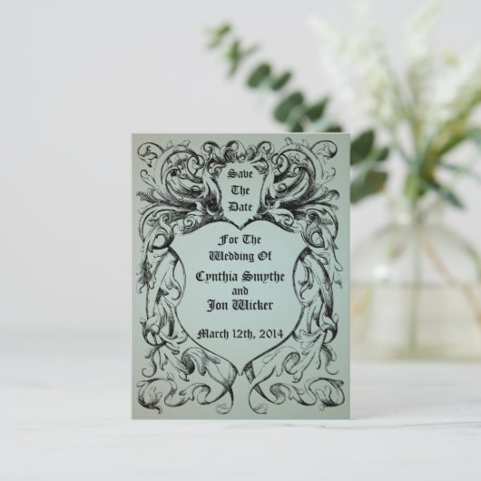 ヴィンテージビクトリアンアートワーク日付の保存 案内ポストカード (スタンド正面)