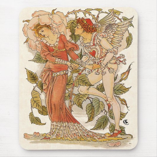 ヴィンテージビクトリアンアート、バラバイウォルター・クレーン マウスパッド (正面)