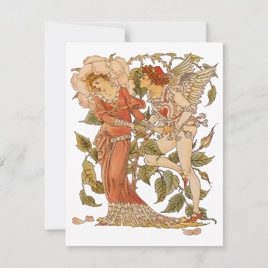 ヴィンテージビクトリアンアート、バラバイウォルター・クレーン 招待状 (正面)