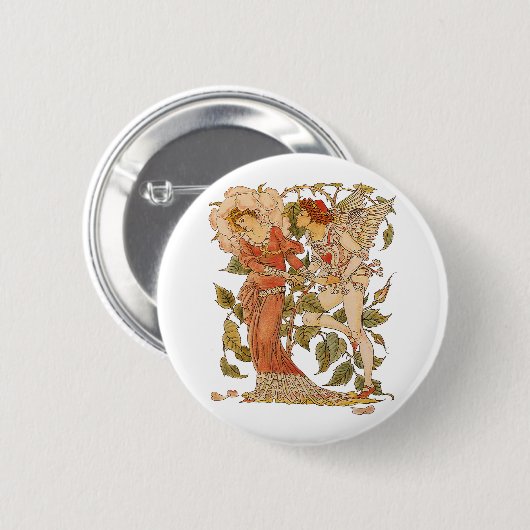 ヴィンテージビクトリアンアート、バラバイウォルター・クレーン 缶バッジ (正面&裏面)