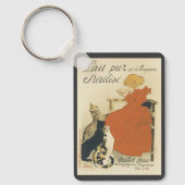 ヴィンテージビクトリアンアールヌーボー、乳猫を連れた少女 キーホルダー (正面)