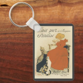 ヴィンテージビクトリアンアールヌーボー、乳猫を連れた少女 キーホルダー (正面)