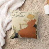 ヴィンテージビクトリアンアールヌーボー、乳猫を連れた少女 クッション (ブランケット)