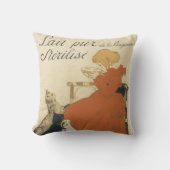 ヴィンテージビクトリアンアールヌーボー、乳猫を連れた少女 クッション (正面)