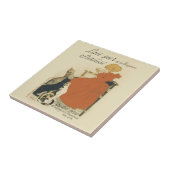 ヴィンテージビクトリアンアールヌーボー、乳猫を連れた少女 タイル (側面)