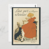 ヴィンテージビクトリアンアールヌーボー、乳猫を連れた少女 ポストカード (正面/裏面)