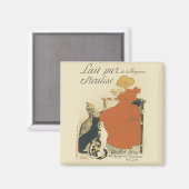 ヴィンテージビクトリアンアールヌーボー、乳猫を連れた少女 マグネット (正面/裏面)