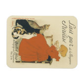 ヴィンテージビクトリアンアールヌーボー、乳猫を連れた少女 マグネット (横)