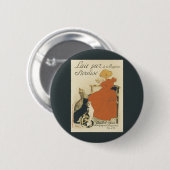 ヴィンテージビクトリアンアールヌーボー、乳猫を連れた少女 缶バッジ (正面&裏面)