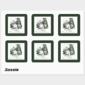 ヴィンテージビクトリアンイラストレーションブックプレートシール スクエアシール (シート)