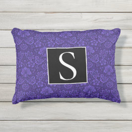 ヴィンテージビクトリアンインディゴダマスクペイズリーフローラ アウトドアクッション