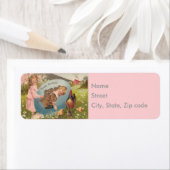 ヴィンテージビクトリアンイースターガール&ボーイピンク ラベル (インサイチュ)