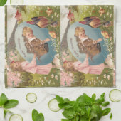 ヴィンテージビクトリアンイースターガール&ボーイ キッチンタオル (折り畳み)