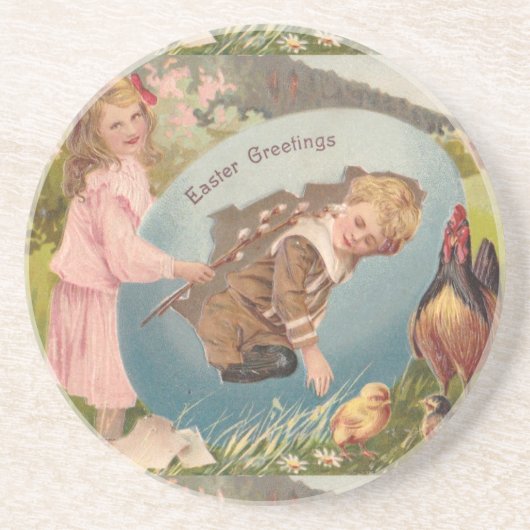 ヴィンテージビクトリアンイースターガール&ボーイ コースター (正面)