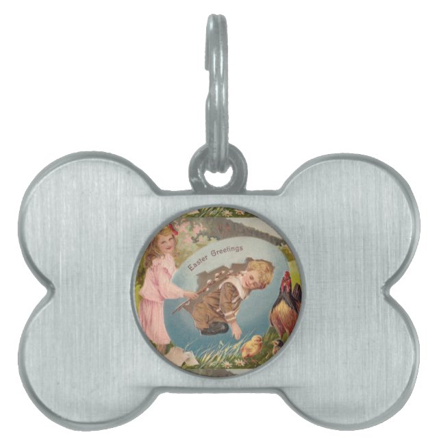 ヴィンテージビクトリアンイースターガール&ボーイ ペットネームタグ (正面)