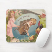 ヴィンテージビクトリアンイースターガール&ボーイ マウスパッド (マウス)