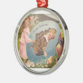 ヴィンテージビクトリアンイースターガール&ボーイ メタルオーナメント (左)