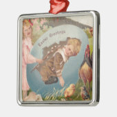 ヴィンテージビクトリアンイースターガール&ボーイ メタルオーナメント (左)