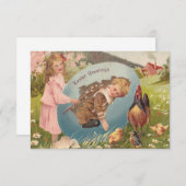 ヴィンテージビクトリアンイースターガール&ボーイ 招待状 (正面/裏面)