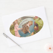 ヴィンテージビクトリアンイースターガール&ボーイ 楕円形シール (封筒)