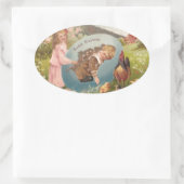 ヴィンテージビクトリアンイースターガール&ボーイ 楕円形シール (バッグ)