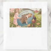 ヴィンテージビクトリアンイースターガール&ボーイ 長方形シール (バッグ)