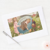 ヴィンテージビクトリアンイースターガール&ボーイ 長方形シール (封筒)