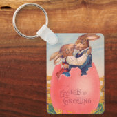ヴィンテージビクトリアンイースターグリーティングツブンニーキス キーホルダー (正面)