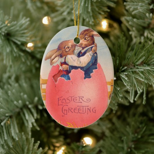 ヴィンテージビクトリアンイースターグリーティングツブンニーキス セラミックオーナメント (ツリー)
