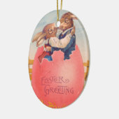 ヴィンテージビクトリアンイースターグリーティングツブンニーキス セラミックオーナメント (左)