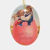 ヴィンテージビクトリアンイースターグリーティングツブンニーキス セラミックオーナメント (裏面)