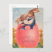 ヴィンテージビクトリアンイースターグリーティングツブンニーキス ポストカード (正面/裏面)