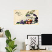 ヴィンテージビクトリアンイースターバニーとイースターエッグ ポスター (ホームオフィス)