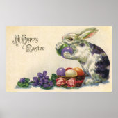 ヴィンテージビクトリアンイースターバニーとイースターエッグ ポスター (正面)