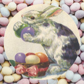 ヴィンテージビクトリアンイースターバニーとイースターエッグ ラウンドシール