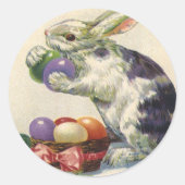 ヴィンテージビクトリアンイースターバニーとイースターエッグ ラウンドシール (正面)