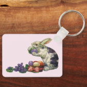 ヴィンテージビクトリアンイースターバニー、卵と花 キーホルダー (正面)