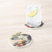 ヴィンテージビクトリアンイースターバニー、卵と花 コースター (側面)