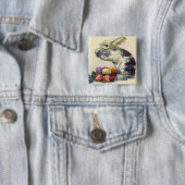 ヴィンテージビクトリアンイースターバニー、卵と花 缶バッジ (インサイチュ)