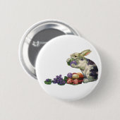 ヴィンテージビクトリアンイースターバニー、卵と花 缶バッジ (正面&裏面)