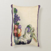 ヴィンテージビクトリアンイースターバニー、花と卵 アクセントクッション (裏面(縦))