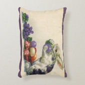 ヴィンテージビクトリアンイースターバニー、花と卵 アクセントクッション (正面(垂直))