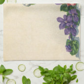 ヴィンテージビクトリアンイースターバニー、花と卵 キッチンタオル (折り畳み)