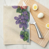 ヴィンテージビクトリアンイースターバニー、花と卵 キッチンタオル (四つ折り)