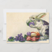 ヴィンテージビクトリアンイースターバニー、花と卵 シーズンカード (正面)