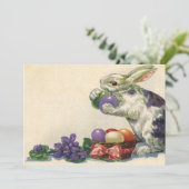 ヴィンテージビクトリアンイースターバニー、花と卵 シーズンカード (スタンド正面)